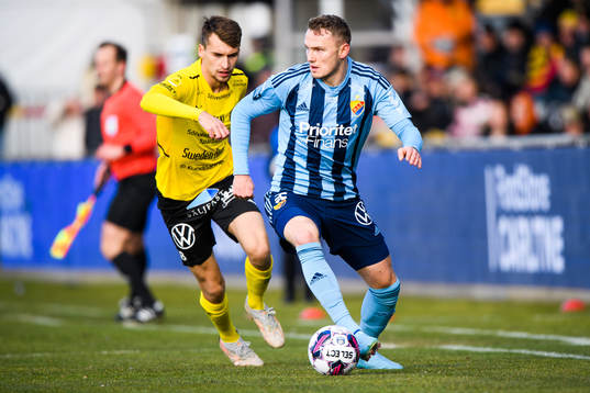 Mjällbys Rasmus Wiedesheim-Paul och Djurgårdens Piotr