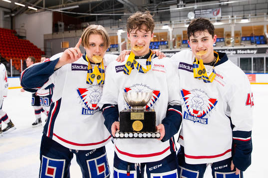 Linköpings Liam Valente, Fabian Wagner och Max Forsell