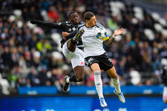 Solomon Owusu of Odd and Noah Jean Holm of Rosenborg