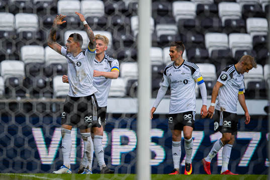 Noah Jean Holm of Rosenborg celebrates