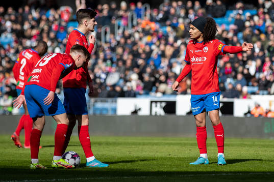 Helsingborgs Lucas Lingman, Armin Gigovic och Adam Kaied