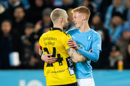 Elfsborgs Johan Larsson och Malmö FFs Hugo Larsson