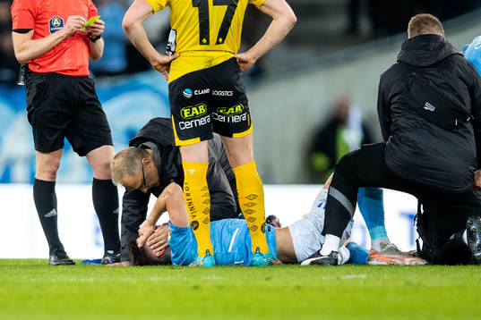 Malmö FFs Dennis Hadzikadunic  har ont