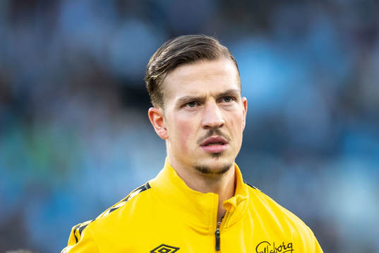 Elfsborgs Simon Olsson infö fotbollsmatchen i Allsvenskan