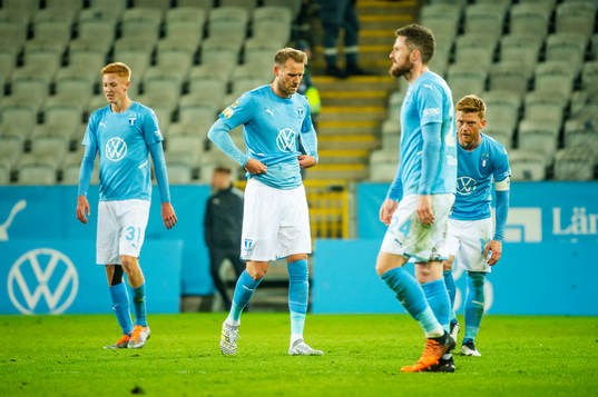 Malmö FFs Hugo Larsson, Ola Toivonen, Lasse Nielsen och