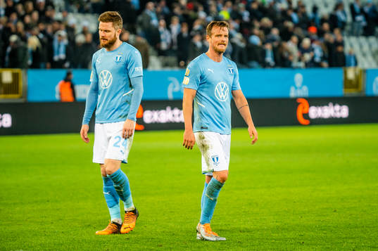 Malmö FFs Lasse Nielsen och Eric Larsson deppar
