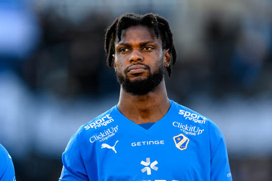 Halmstads Joseph Baffo före fotbollsmatchen i Superettan
