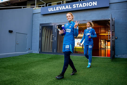Goalkeeper Guro Pettersen of the Norwegian women's national