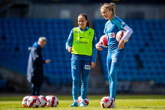 Guro Reiten and Ada Hegerberg of the Norwegian women's