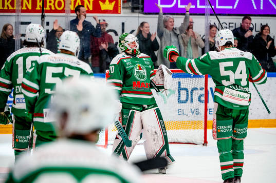 Rögles målvakt Calle Clang och William Wallinder jublar