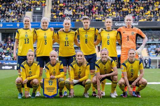 Players of Sweden pose for a team photo