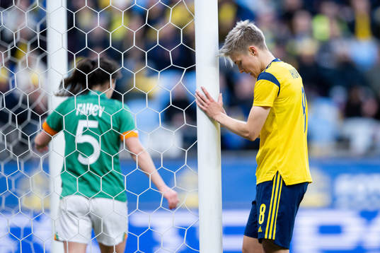 Lina Hurtig of Sweden looks dejected