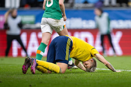 Lina Hurtig of Sweden looks dejected