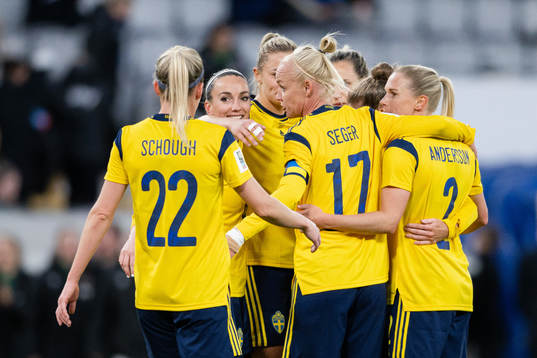 Players of Sweden celebrate