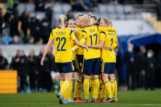 Players of Sweden celebrate