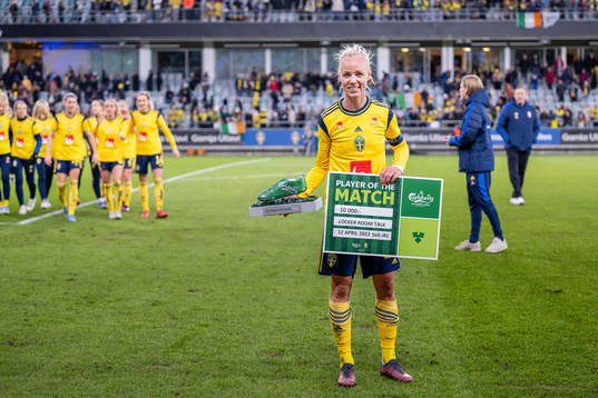 Caroline Seger of Sweden is awarded player of the match