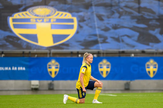 Hanna Glas of Sweden takes a knee in support of the Black