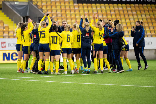 Sveriges spelare jublar