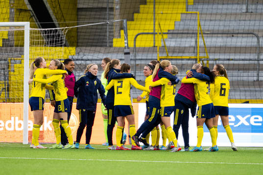 Sveriges spelare jublar