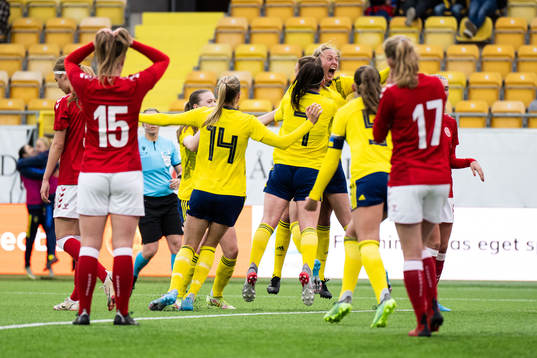 Sveriges spelare jublar
