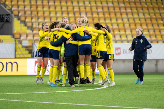 Sveriges spelare jublar