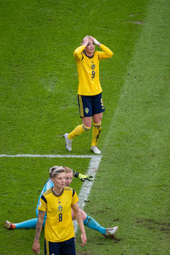 Kosovare Asllani of Sweden looks dejected