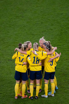 Players of Sweden celebrate