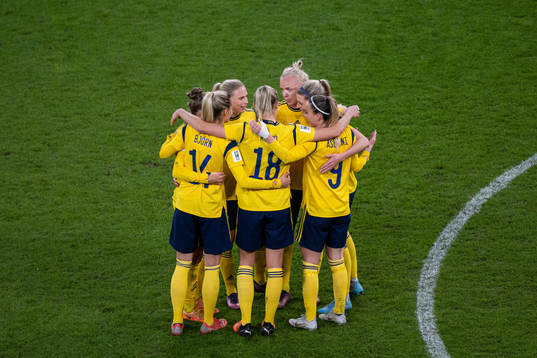 Players of Sweden celebrate