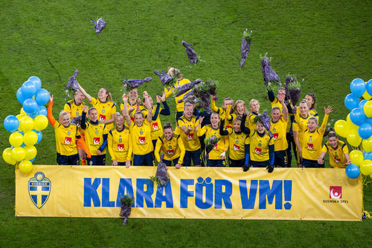 Players of Sweden celebrate