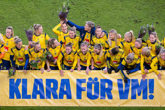 Players of Sweden celebrate