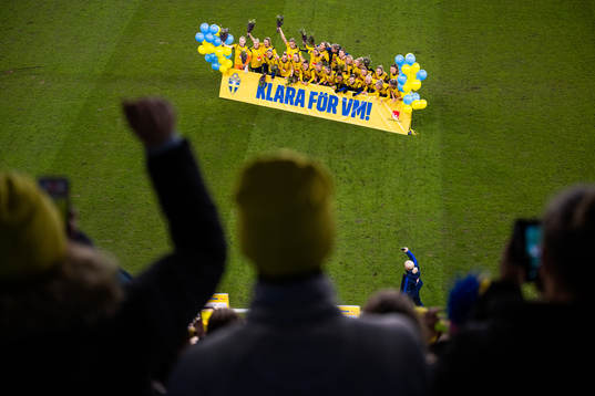 Players of Sweden celebrate