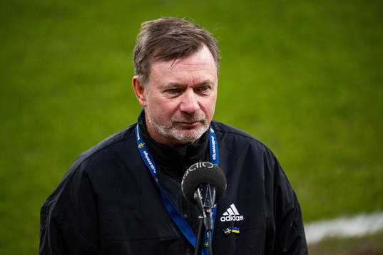 Peter Gerhardsson, head coach of Sweden, is interviewed