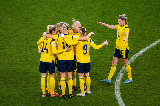 Players of Sweden celebrate