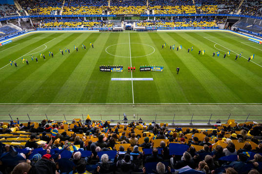 Players of Sweden and of Ireland participate in a