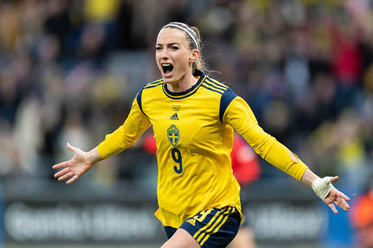 Kosovare Asllani of Sweden celebrates the 1-1 goal