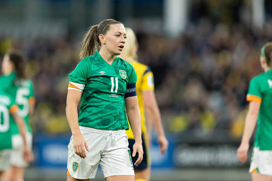 Katie McCabe of Ireland looks dejected