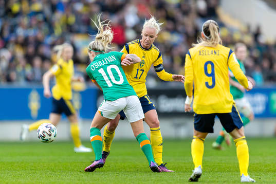 Denise O'Sullivan of Ireland and Caroline Seger of Sweden
