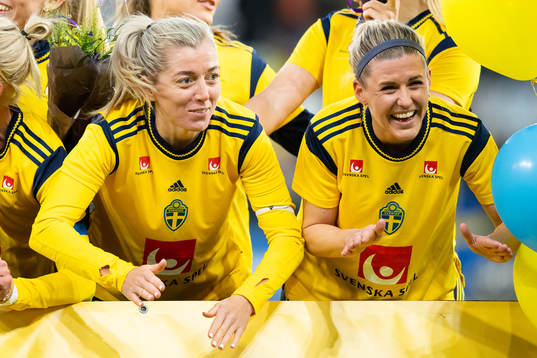 Linda Sembrant and Olivia Schough celebrates