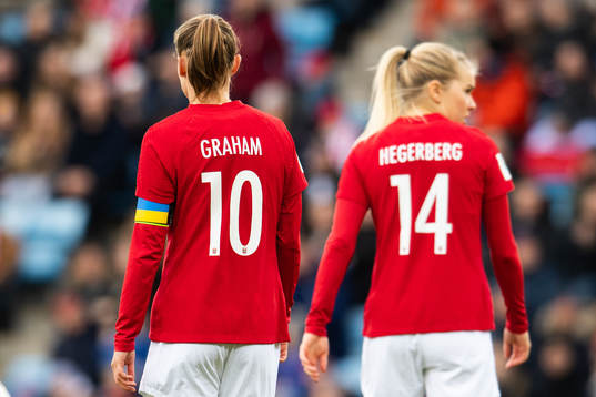 Caroline Graham Hansen and Ada Hegerberg of Norway