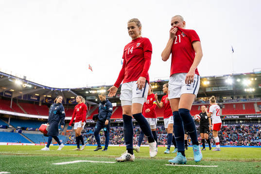 Ada Hegerberg and Karina Sævik of Norway