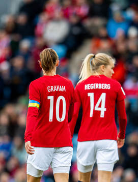 Caroline Graham Hansen and Ada Hegerberg of Norway