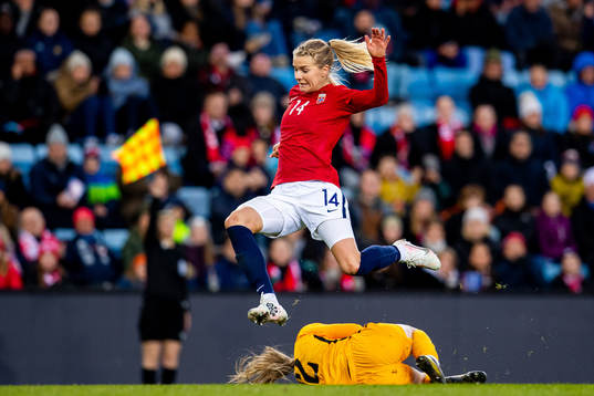 Ada Hegerberg of Norway and goalkeeper Karolina Klabis of