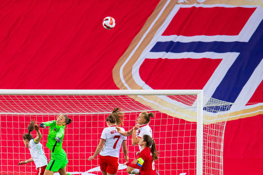 Goalkeeper Cecilie Fiskerstrand of Norway with a save