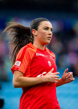 Ingrid Syrstad Engen of Norway warms up
