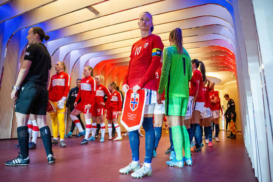 Caroline Graham Hansen of Norway in the players’ tunnel