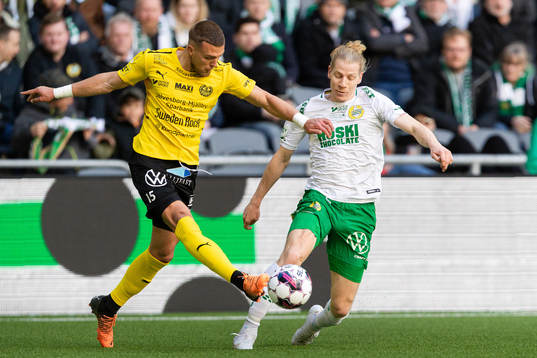 Mjällbys Ivan Kričak och Hammarbys Gustav Ludwigson