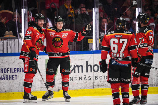 Luleås Oscar Engsund och Julius Honka jublar