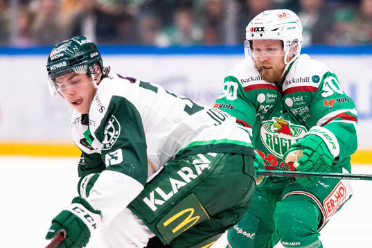 Färjestads Daniel Viksten och Rögles Ted Brithén