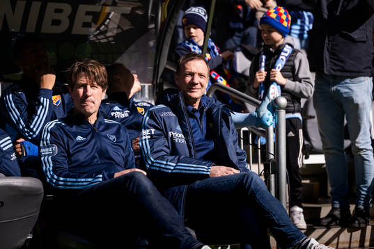 Djurgårdens tränare Thomas Lagerlöf och Kim Bergstrand