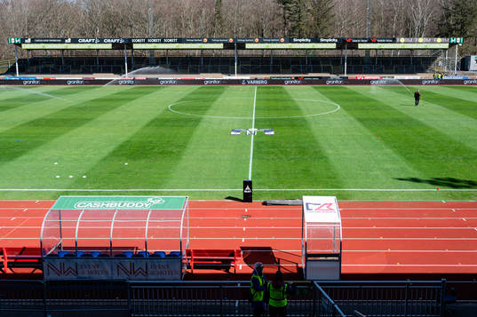 Varberg Energi Arena före fotbollsmatchen i Allsvenskan
